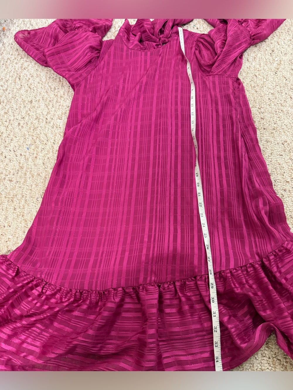 Calvin Klein Fuchsia Tie-Neck Ruffle Dress size 6 - Picture 5 of 8